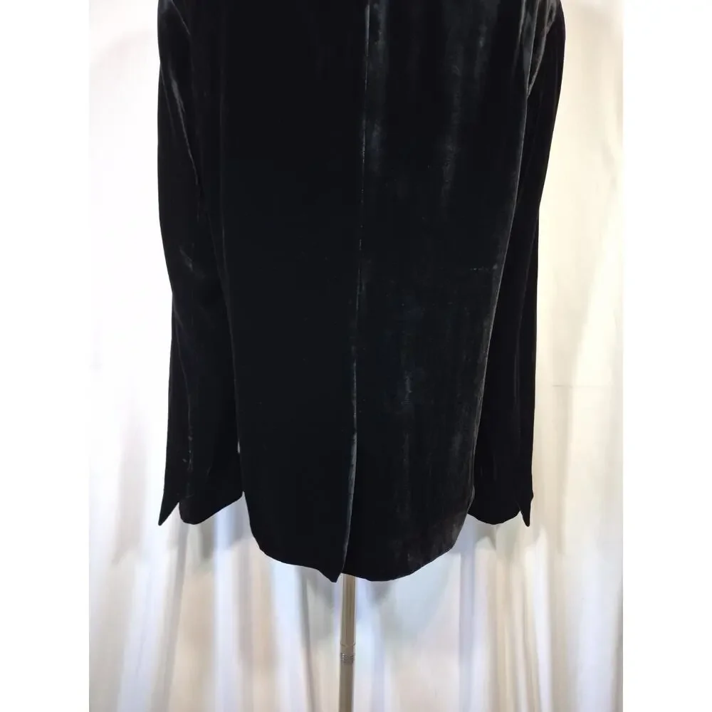 Garnet Hill Velvet Silk Blend Blazer Black Front Pockets US 14